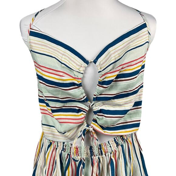 ANTHROPOLOGIE Keyhole Mini Dress Linen sz Lg NEW Boho Milkmaid Festival Indie - Picture 6 of 15